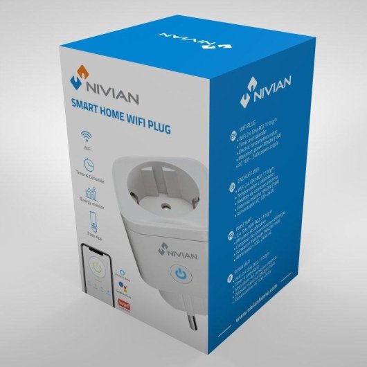 Prise intelligente Nivian Wi-Fi Statistiques de consommation et Commande vocale Protection surtension