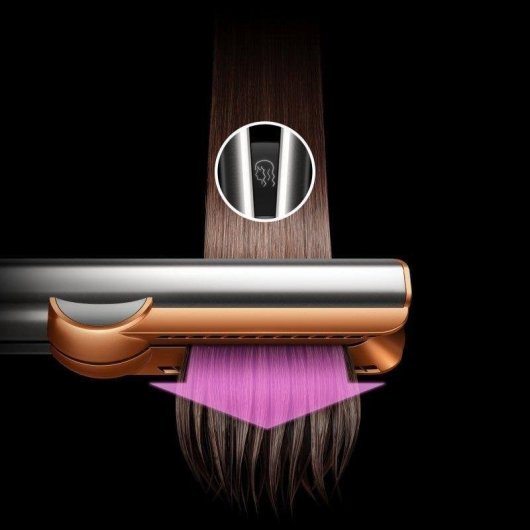 Piastra per Capelli Professionale Dyson Airstrait 140ºC 2 Impostazioni Secco e Umido Display Ionica Oro Rosso