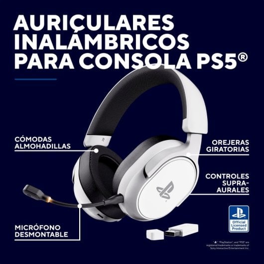 Kopfhörer Trust GXT 499W Forta Wireless USB-A Gaming PS5 Abnehmbares Mikrofon Weiß