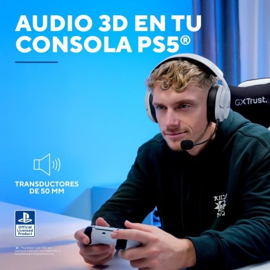 Kopfhörer Trust GXT 499W Forta Wireless USB-A Gaming PS5 Abnehmbares Mikrofon Weiß