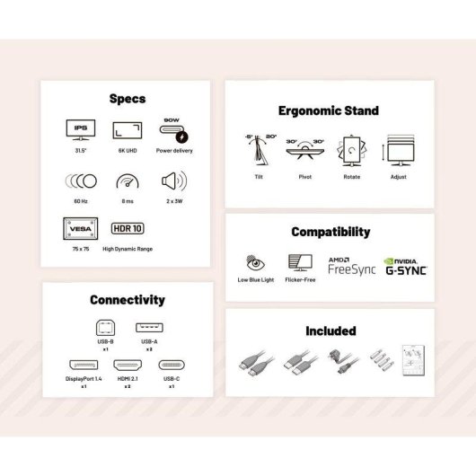 Monitor PC JAPANNEXT JN-IPS326K-HSPC9 32" UltraHD 6K IPS 60Hz HDR USB-C 8ms