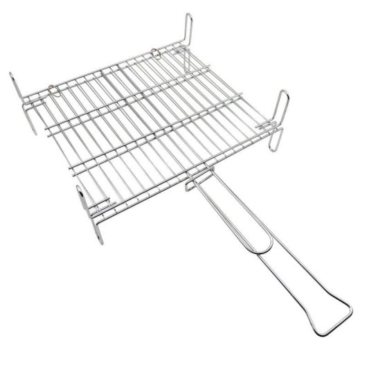 Parrilla Helios Home Doble Cara Acero Carbono Zincado 30x35 cm Mango Largo