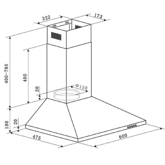 Campana extractora Cecotec Bolero Flux PM 604000 Estrazione 60cm LED nero