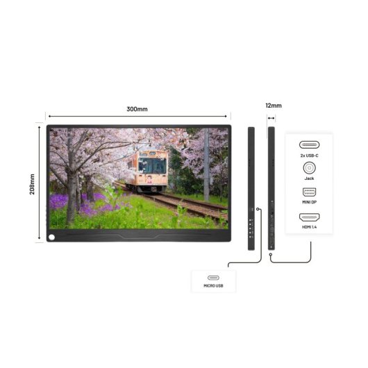 Monitor JAPANNEXT JN-MD-IPS133WUXGAR 13.3" WUXGA 60Hz IPS HDR G-Sync FreeSync 25ms