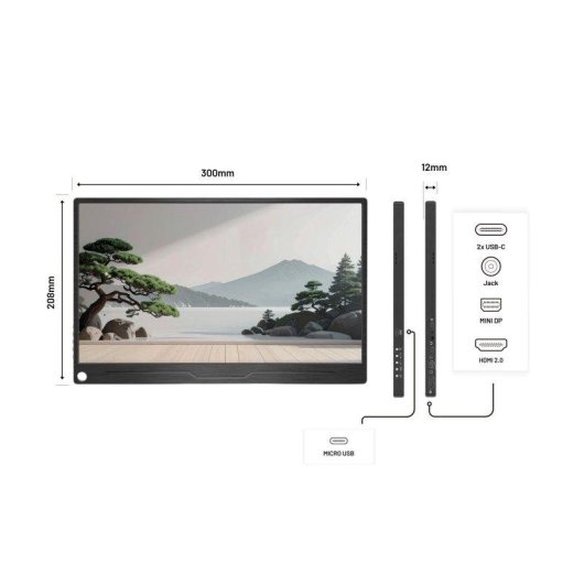 Écran PC JAPANNEXT JN-MD-IPS133WUXGAR 13.3" WUXGA 60Hz IPS HDR G-Sync FreeSync 25ms