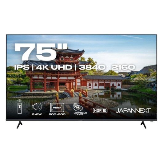 Monitor JAPANNEXT JN-IPS7500UHDR-U 75" UltraHD 4K 60Hz IPS HDR Altavoces FreeSync G-Sync