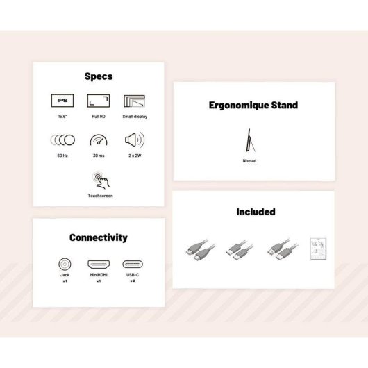 Écran PC JAPANNEXT JN-MD-I156F-T-LE 15,6" Full HD 60Hz IPS Tactile USB-C HDMI