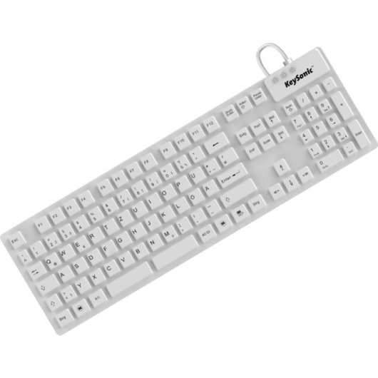 Teclado KeySonic KSK-8030 IN (DE) de membrana industrial QWERTZ branco USB IP68