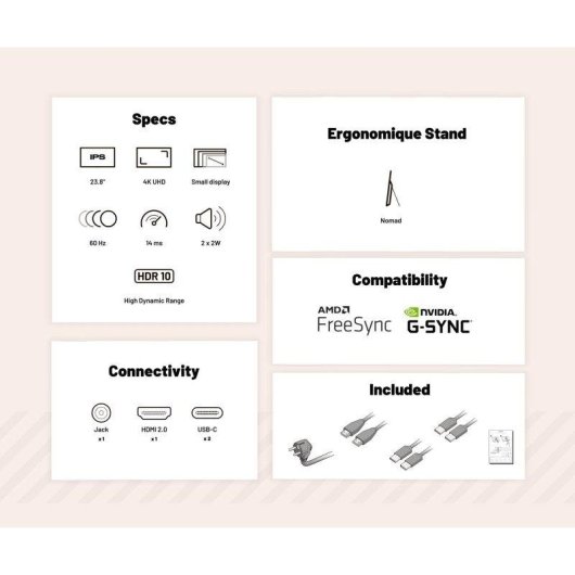 Écran PC JAPANNEXT JN-MD-IPS238U-C6 23,8" Ultra HD 4K 60Hz IPS HDR USB-C 14ms