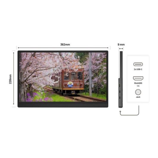 Monitor JAPANNEXT JN-MD-I156F-LE 15,6" FullHD 60Hz IPS Altavoces USB-C HDMI FreeSync G-Sync