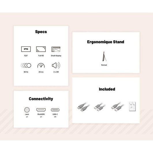 Monitor JAPANNEXT JN-MD-I156F-LE 15,6" FullHD 60Hz IPS Altavoces USB-C HDMI FreeSync G-Sync