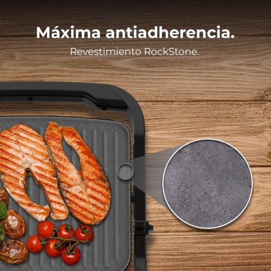 Griglia Cecotec Rock'ngrill 2000 Full Open 2000W Rockstone 180 Piastra Galleggiante