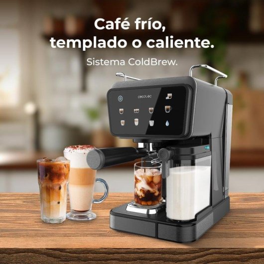 Cafetera Espresso Cecotec Power Espresso Touch ColdBrew 1,5L 20 Bares con espumador de leche