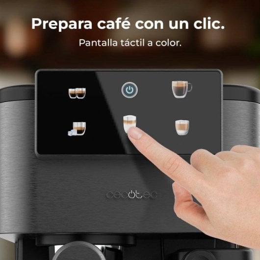 Cafetera Espresso Cecotec Power Espresso Coldbrew Latte Oscuro 1,5L 20 Bares con pantalla táctil y depósito de leche