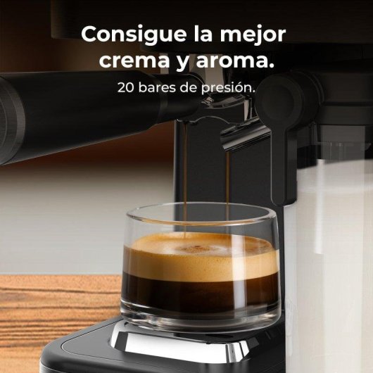 Cafetera Espresso Cecotec Power Espresso Coldbrew Latte Oscuro 1,5L 20 Bares con pantalla táctil y depósito de leche