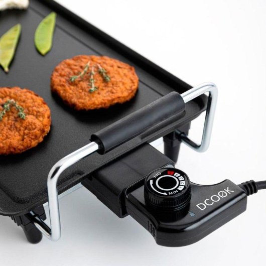 Plancha de Asar Dcook 2000W Antiadherente Negro