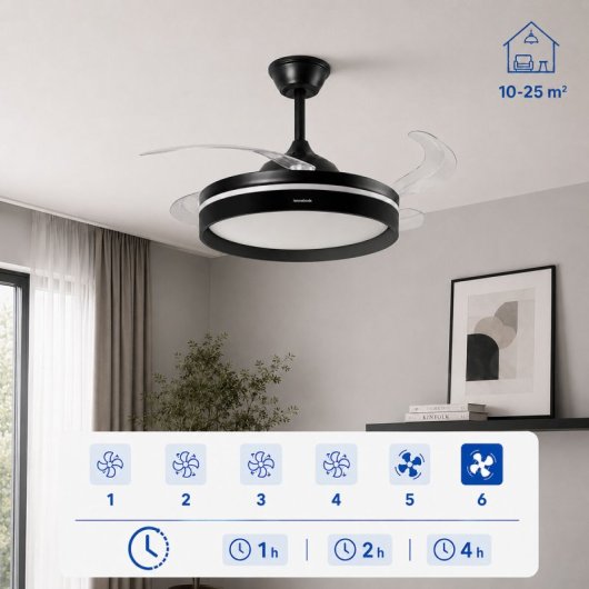Ventilatore da soffitto InnovaGoods 4 pale LED DC 6 velocità telecomando