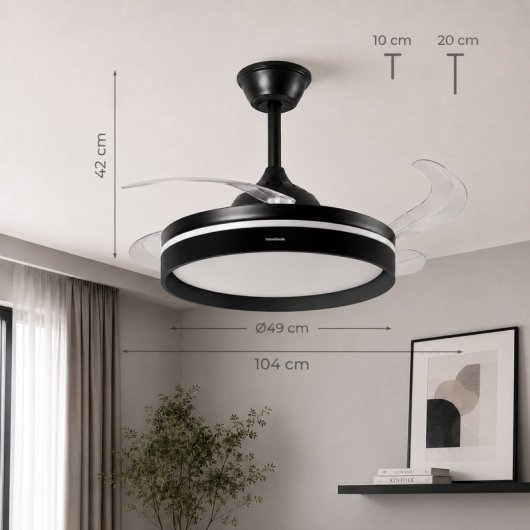 Ventilatore da soffitto InnovaGoods 4 pale LED DC 6 velocità telecomando