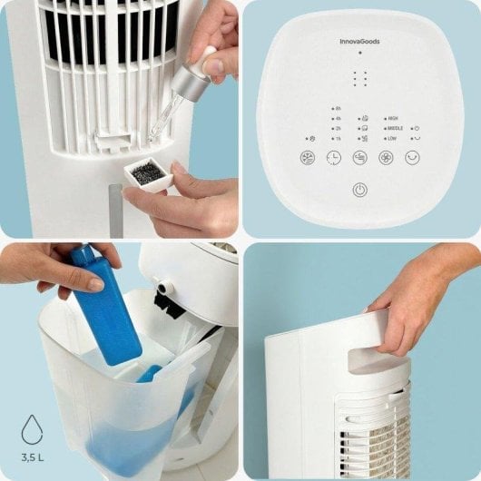 Climatizador Evaporativo InnovaGoods Hushly Torre 3,5L Controlo Remoto 3 Velocidades