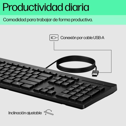 Teclado HP 125 completo de membrana USB com tecla Copilot
