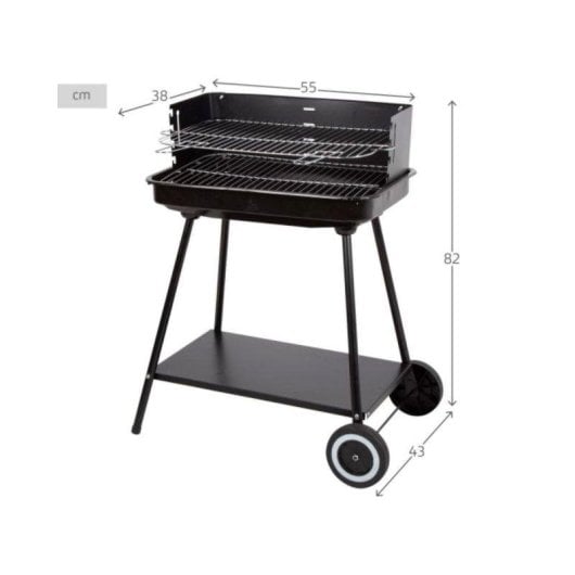 Barbacoa Aktive Altura Regulable con Ruedas 82x55x43 cm