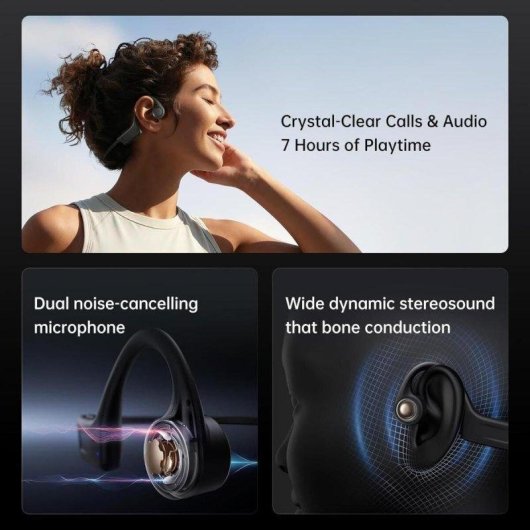 Auriculares Kinglucky X7 sem fios Bluetooth 5.4 condução óssea desporto IPX5 preto