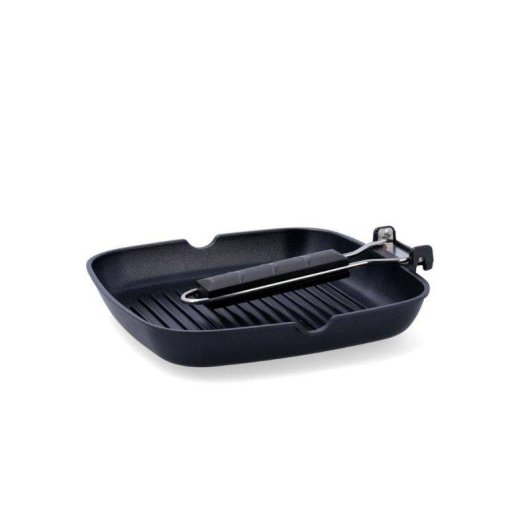 Asador Quid Ebano Con Asa Plegable Aluminio Fundido 24 Cm