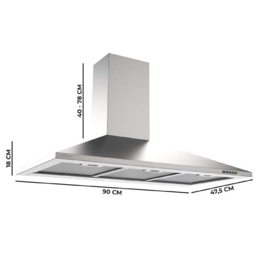 Campana extractora Cecotec Bolero Flux PM 904000 Recyclage 90cm LED Inox