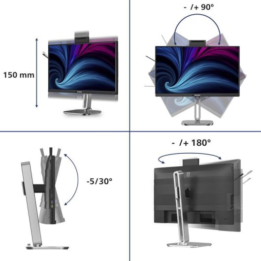 Monitor PC Philips 24B2U4301H/00 24" FullHD 120Hz IPS USB-C Regolabile in Altezza