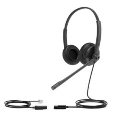 Auriculares Yealink YHS34 Lite Dual con cable, conexión jack, uso oficina/call center, micrófono boom, negros