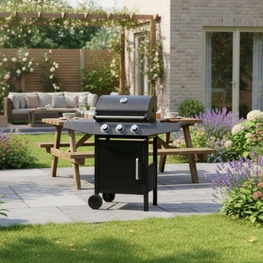 Barbacoa de Gas Hannover Grill Pegaso 3 Fuegos 110x110x46 cm Negro