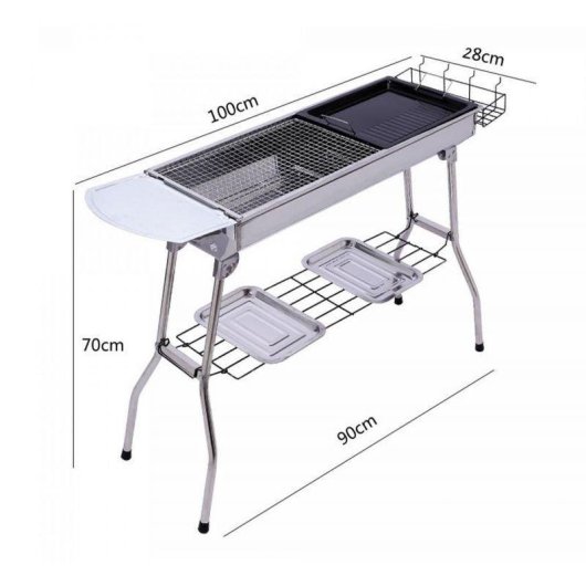 Parrilla de Barbacoa Herzberg Hg8112 Acero Inoxidable con Bolsa