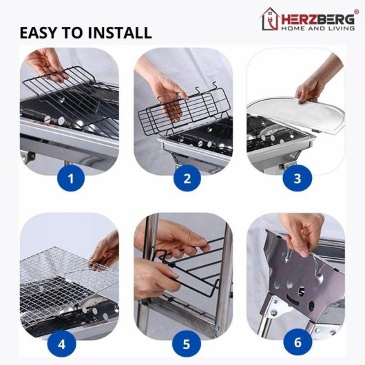 Parrilla de Barbacoa Herzberg Hg8112 Acero Inoxidable con Bolsa