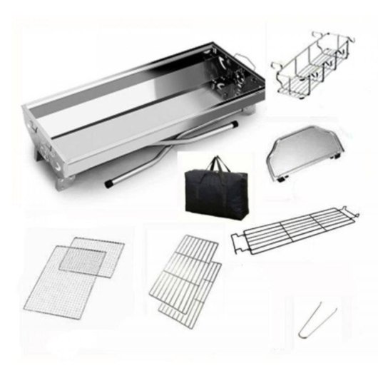 Parrilla de Barbacoa Herzberg Hg8112 Acero Inoxidable con Bolsa