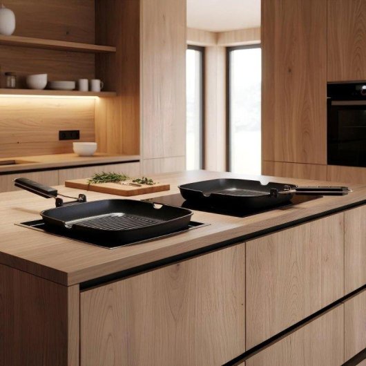 Asador Quid Ebano Con Asa Plegable Aluminio Fundido 28 Cm