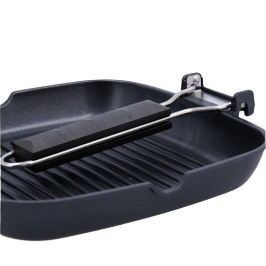 Asador Quid Ebano Con Asa Plegable Aluminio Fundido 28 Cm