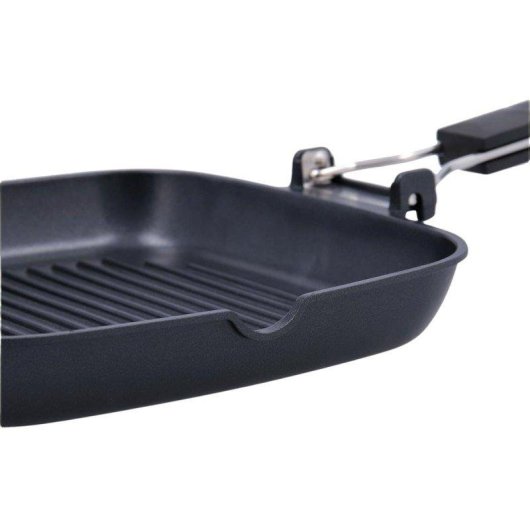 Asador Quid Ebano Con Asa Plegable Aluminio Fundido 28 Cm