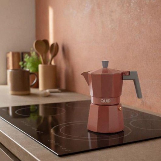 Cafetera Italiana Quid Creta 9 Tazas Aluminio Fundido Apta Inducción Lavavajillas