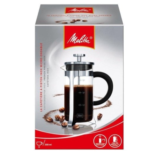 French Press Kaffeemaschine Melitta Premium 350 ml mit ergonomischem Griff mikrowellengeeignet
