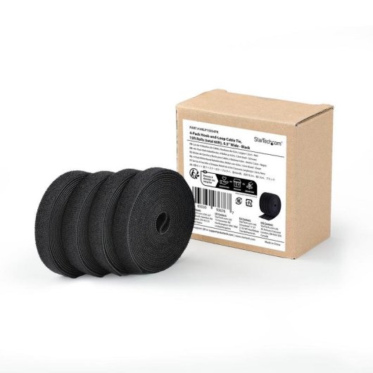 Organisateur de cables StarTech HKLP15054PK 4,6 m Noir Lot 4