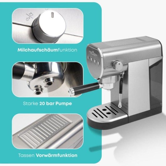 Caffettiera Espresso ProfiCook PC-ES-KA 1265 1L 20 bar Inox capsule