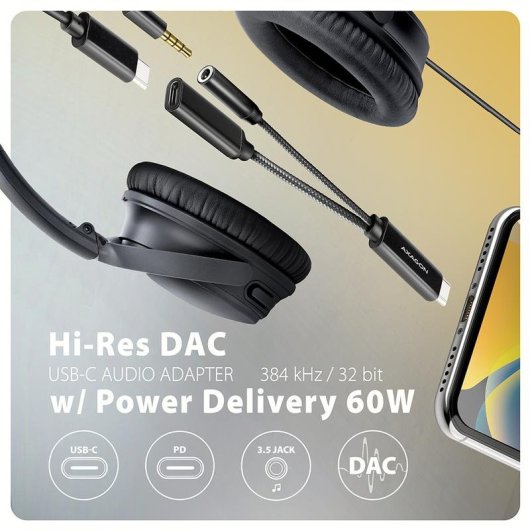 Carte Son Axagon ADA-HCPD USB-C 3.5 mm Power Delivery DAC Hi-Res