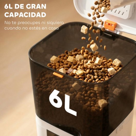 Pawhut Comedero Automático 6l Wifi 2.4g Control App 2 Cuencos Grabadora Voz 10s