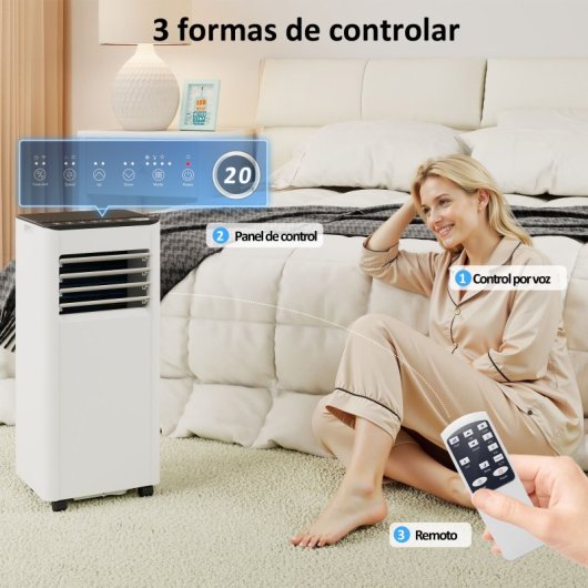 Homcom Aire Acondicionado Portátil 7000 Btu 4 En 1 Para 26 M² Blanco