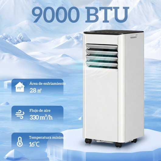 Homcom Aire Acondicionado Portátil 9000 Btu 4 En 1 Para 28 M² Blanco