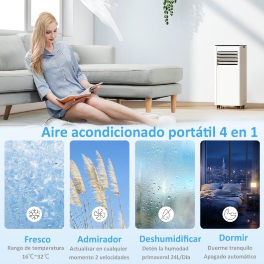 Homcom Aire Acondicionado Portátil 9000 Btu 4 En 1 Para 28 M² Blanco