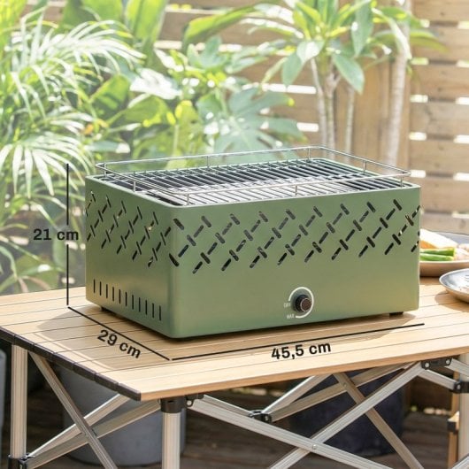 Outsunny Barbacoa De Carbón Con Ventilador Integrado 45,5x29x21 Cm Verde Claro