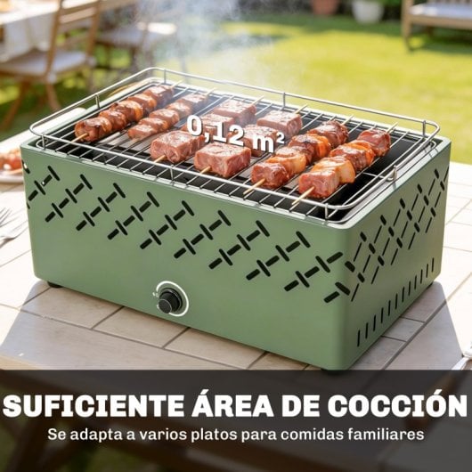 Outsunny Barbacoa De Carbón Con Ventilador Integrado 45,5x29x21 Cm Verde Claro