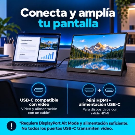 Écran PC Alurin CoreVision Air 15,6" Full HD IPS Portable USB-C HDMI Housse