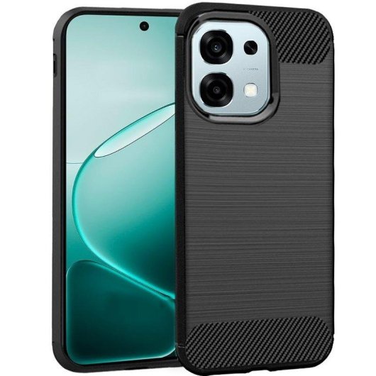 Funda für Handy Cool Carbon Look Stoßfest TPU Schwarz für OPPO A6 Pro 5G